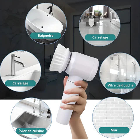Brosse électrique de nettoyage — Compacte, 5 têtes