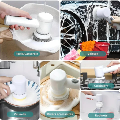 Brosse électrique de nettoyage — Compacte, 5 têtes