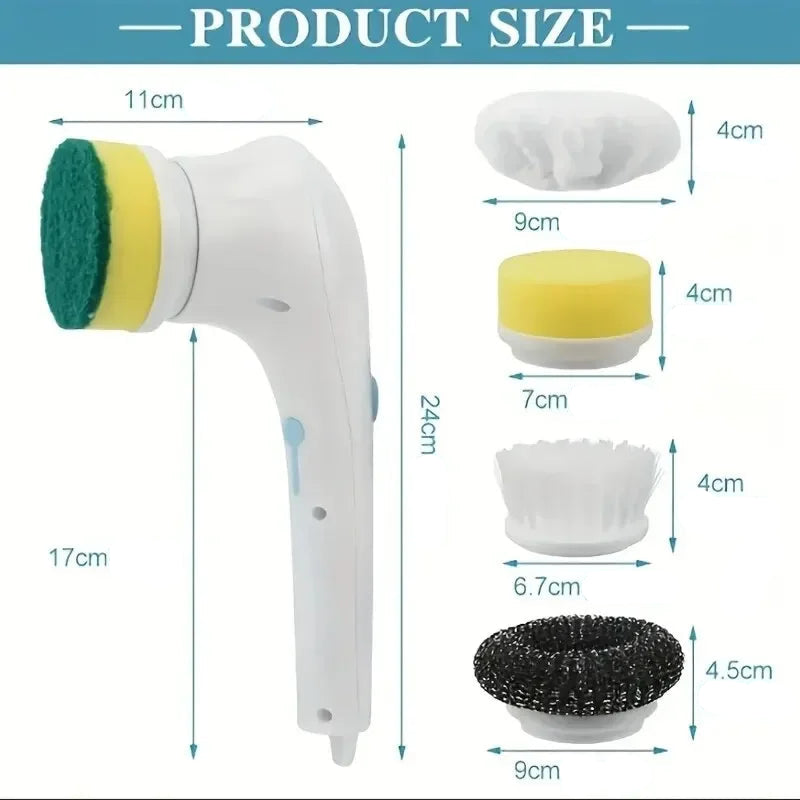 Brosse électrique de nettoyage — Compacte, 5 têtes