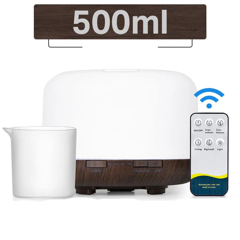 Diffuseur huiles essentielles LED avec télécommande – Humidificateur & lumière
