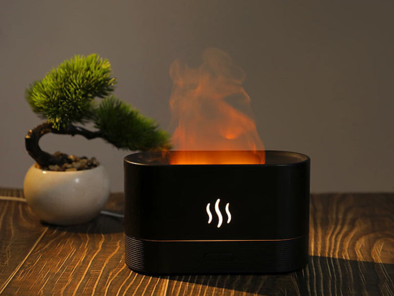 Humidificateur LED effet flamme – Diffuseur huiles essentielles design