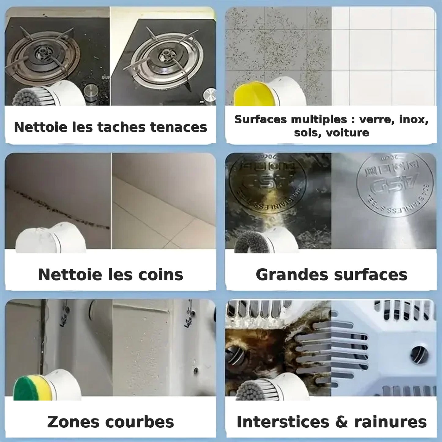 Brosse électrique de nettoyage — Compacte, 5 têtes