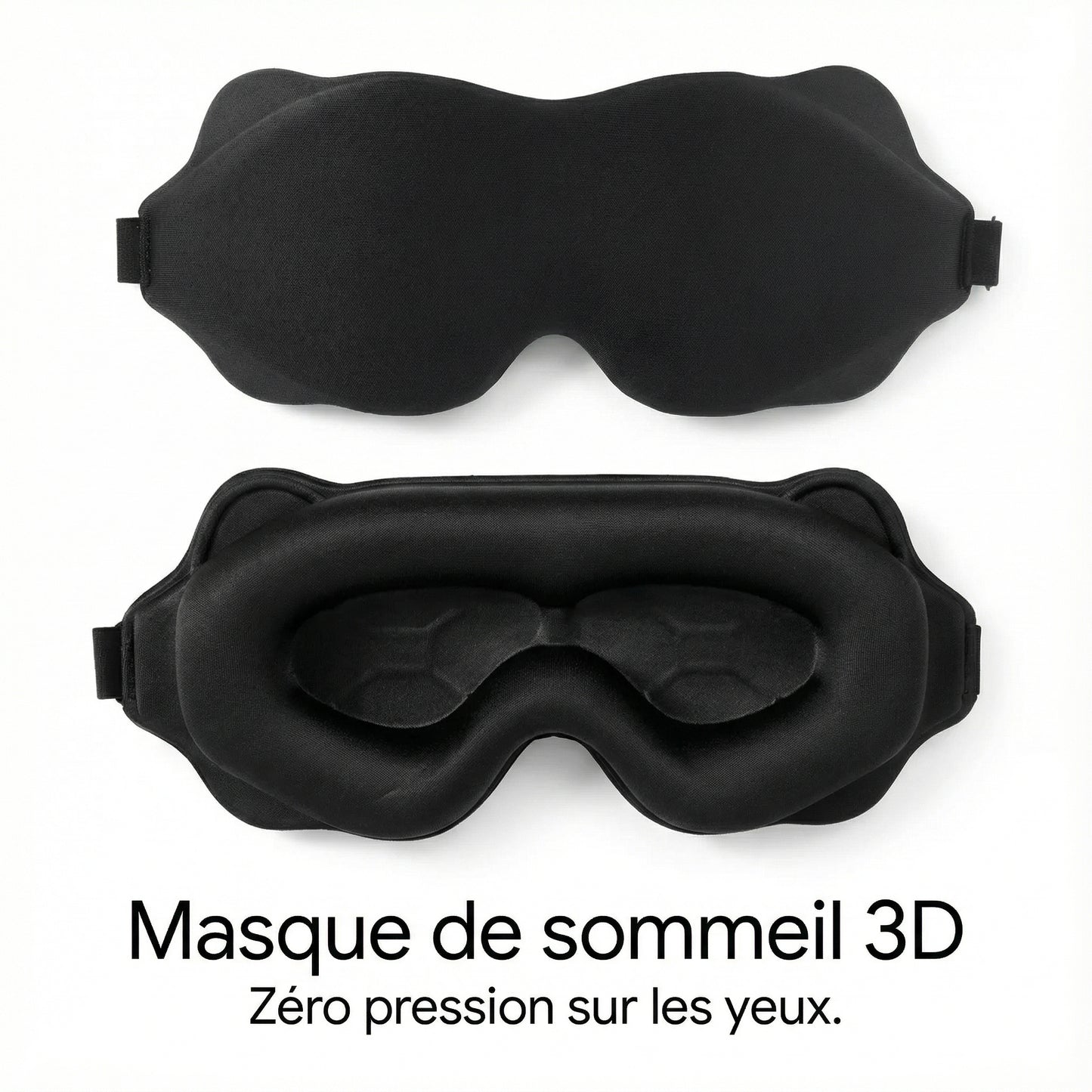 Masque de sommeil « Noir Total » — Zéro pression, blackout réel, sangle réglable