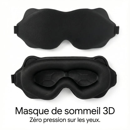 Masque de sommeil « Noir Total » — Zéro pression, blackout réel, sangle réglable