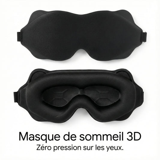 Masque de sommeil « Noir Total » — Zéro pression, blackout réel, sangle réglable