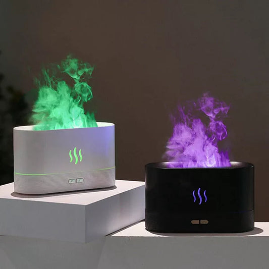 Humidificateur LED effet flamme – Diffuseur huiles essentielles design