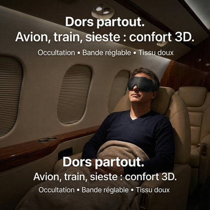 Masque de sommeil « Noir Total » — Zéro pression, blackout réel, sangle réglable