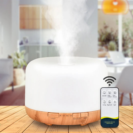 Diffuseur huiles essentielles LED avec télécommande – Humidificateur & lumière