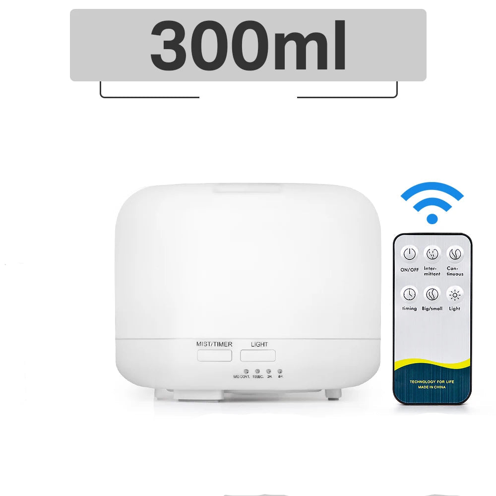 Diffuseur huiles essentielles LED avec télécommande – Humidificateur & lumière