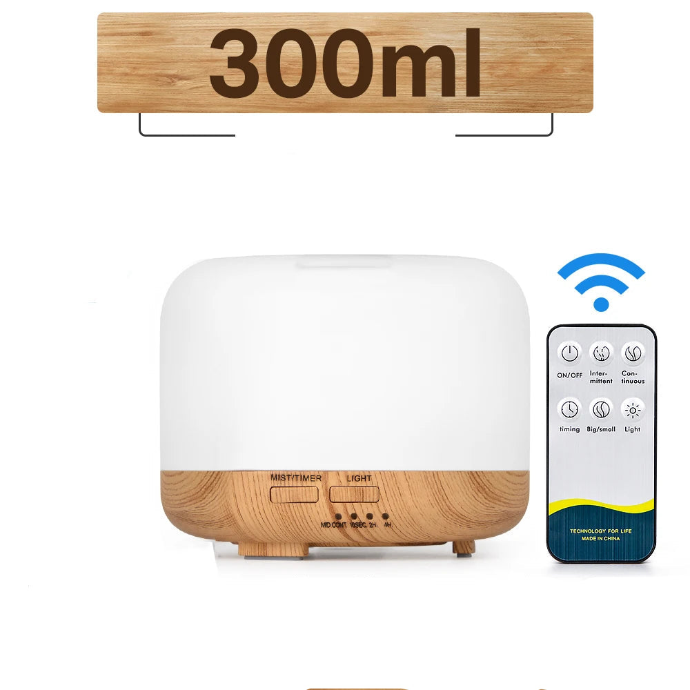 Diffuseur huiles essentielles LED avec télécommande – Humidificateur & lumière