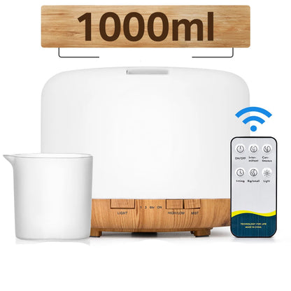 Diffuseur huiles essentielles LED avec télécommande – Humidificateur & lumière