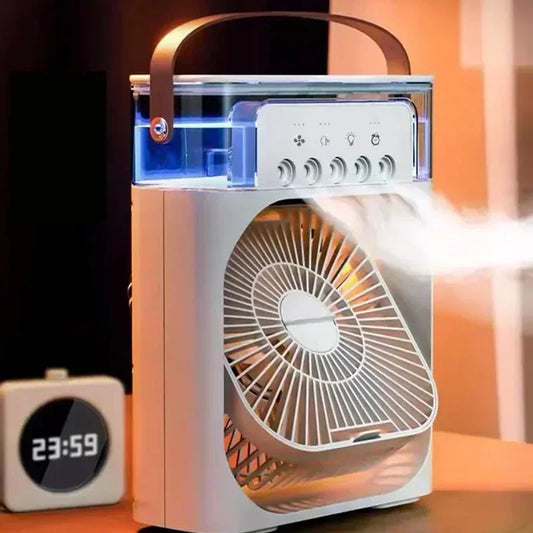 Ventilateur Humidificateur Portable 3-en-1 avec Lumière LED