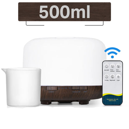 Diffuseur huiles essentielles LED avec télécommande – Humidificateur & lumière