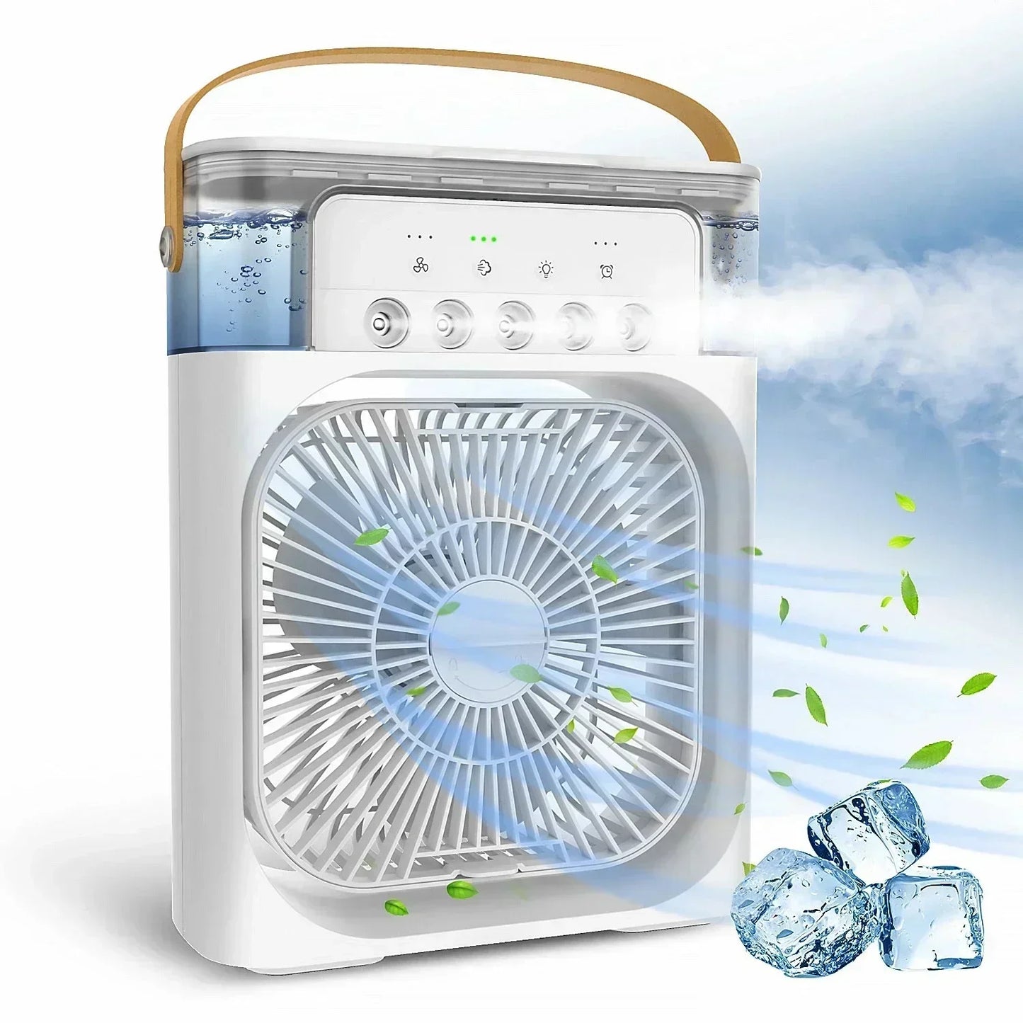 Ventilateur Humidificateur Portable 3-en-1 avec Lumière LED