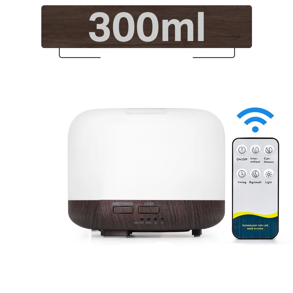 Diffuseur huiles essentielles LED avec télécommande – Humidificateur & lumière