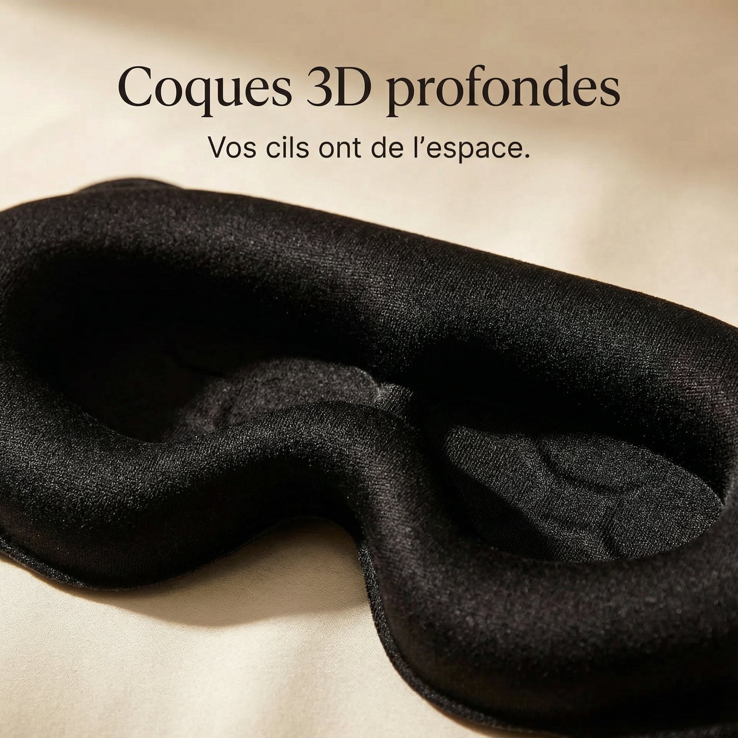 Masque de sommeil « Noir Total » — Zéro pression, blackout réel, sangle réglable