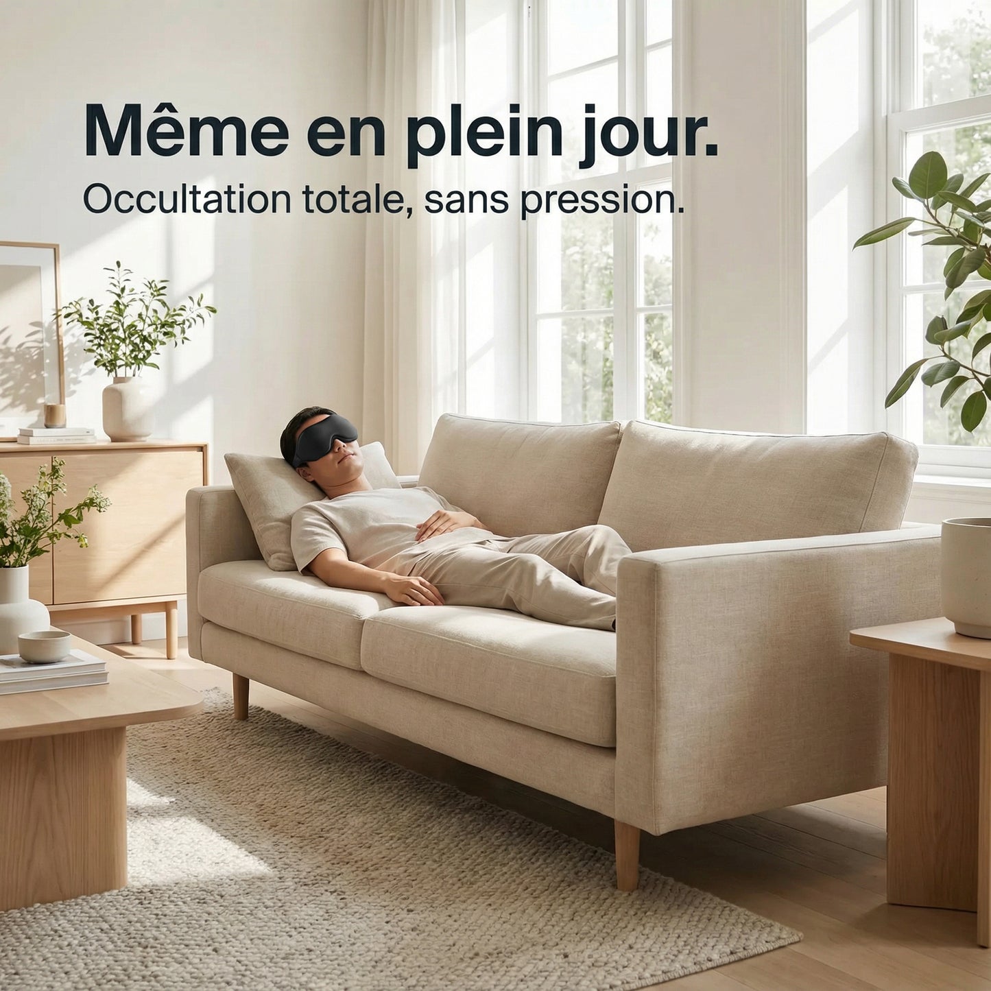 Masque de sommeil « Noir Total » — Zéro pression, blackout réel, sangle réglable